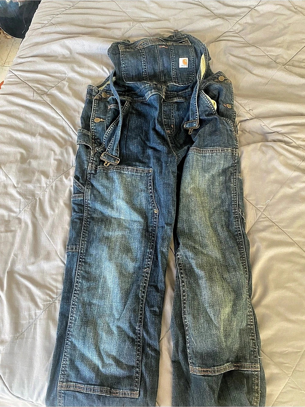 Carhartt Denim Bib Overalls womens Medium 8/10